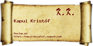 Kapui Kristóf névjegykártya